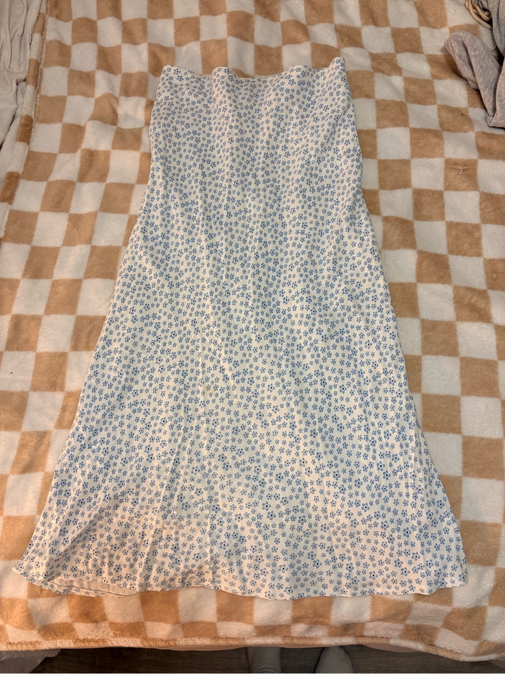 Princess Polly White Skirt with Blue Floral Print